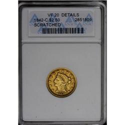 	1842-C $2 1/2 --Scratched--ANACS. VF20 Details. Variety 1842-C