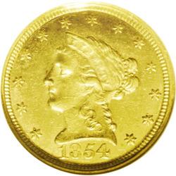 	1854-C $2 1/2 MS61 NGC. Variety 15-I, the only known d 1854-C