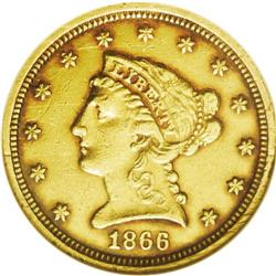 	1866 $2 1/2 --Cleaned--ANACS. XF40 Details. Well struck 1866