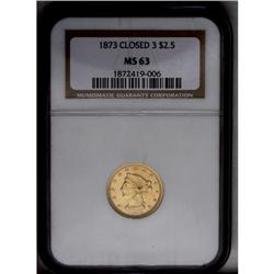 	1873 $2 1/2 Closed 3 MS63 NGC. One of 55,200 Closed 3 1873
