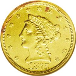 	1875 $2 1/2 --Whizzed, Repaired--ANACS. XF40 Details. S 1875