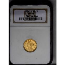 	1876-S $2 1/2 AU58 NGC. Softly struck as usual with a 1876-S