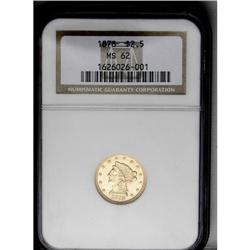 	1878 $2 1/2 MS62 NGC. Sharply struck and fully brillia 1878