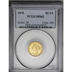 	1878 $2 1/2 MS62 PCGS. A lustrous medium yellow-gold p 1878