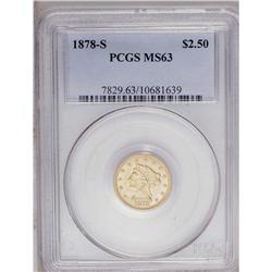 	1878-S $2 1/2 MS63 PCGS. Bright, yellow-gold surfaces 1878-S