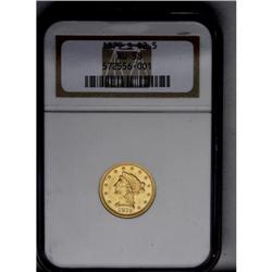 	1879-S $2 1/2 AU58 NGC. Only 43,500 pieces were struck 1879-S