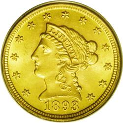 	1893 $2 1/2 MS65 PCGS. Fully lustrous obverse and reve 1893