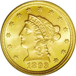 	1893 $2 1/2 MS66 PCGS. A gorgeous Gem example of this 1893