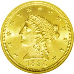	1894 $2 1/2 MS66 NGC. The collector of high quality Li 1894