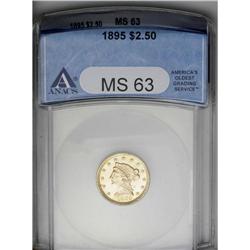 	1895 $2 1/2 MS63 ANACS. Flashy and exceedingly frosty 1895