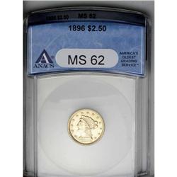 	1896 $2 1/2 MS62 ANACS. Highly lustrous and untoned, w 1896