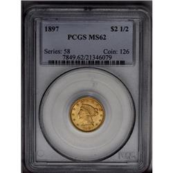 	1897 $2 1/2 MS62 PCGS. This problem-free Liberty quart 1897