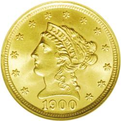 	1900 $2 1/2 MS65 NGC. This beautiful quarter eagle dis 1900