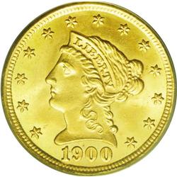 	1900 $2 1/2 MS66 PCGS. A highly lustrous Gem with fros 1900
