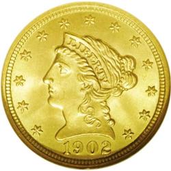 	1902 $2 1/2 MS65 NGC. Bright, sparkling mint luster co 1902