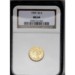 	1903 $2 1/2 MS64 NGC. Gorgeous deep apricot-gold color 1903