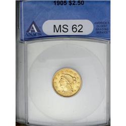 	1905 $2 1/2 MS62 ANACS. A nice-looking, boldly struck 1905