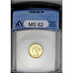 	1906 $2 1/2 MS62 ANACS. A pleasing Mint State example 1906