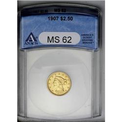 	1907 $2 1/2 MS62 ANACS. Highly attractive toning and g 1907