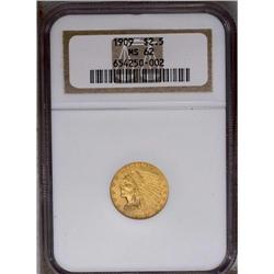 	1909 $2 1/2 MS62 NGC. This second year of issue has br 1909