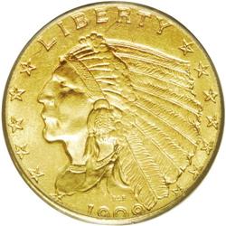 	1909 $2 1/2 MS64 PCGS. A pleasing near-Gem with satiny 1909