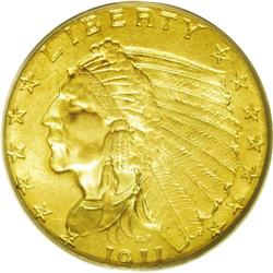 	1911 $2 1/2 MS65 PCGS. A remarkable Gem with rich oran 1911