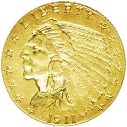 	1911-D $2 1/2 --Cleaned--ANACS. AU55 Details. Good deta 1911-D