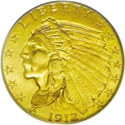 	1912 $2 1/2 MS64 PCGS. Typically struck with satiny lu 1912