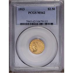 	1913 $2 1/2 MS62 PCGS. Boldly struck with a smooth, ma 1913