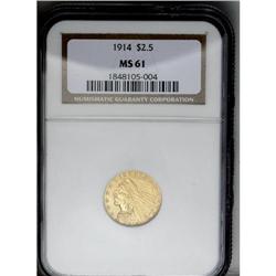 	1914 $2 1/2 MS61 NGC. Reasonably well struck, with apr 1914