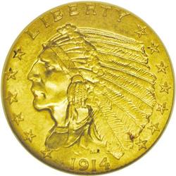 	1914 $2 1/2 MS63 NGC. Well struck with good mint luste 1914