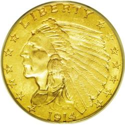 	1914 $2 1/2 MS63 PCGS. A Select Mint State example wit 1914