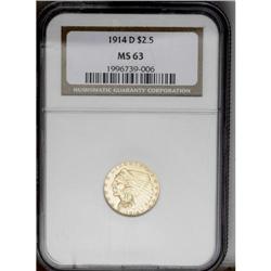 	1914-D $2 1/2 MS63 NGC. The highly lustrous surfaces r 1914-D