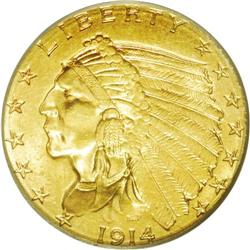 	1914-D $2 1/2 MS64 PCGS. Only three Indian quarter eag 1914-D
