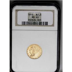 	1915 $2 1/2 MS63 NGC. Sharply struck and fully lustrou 1915
