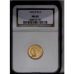 	1925-D $2 1/2 MS62 NGC. Medium-intensity copper-gold p 1925-D