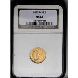 	1925-D $2 1/2 MS62 NGC. Sharply struck with pleasing o 1925-D