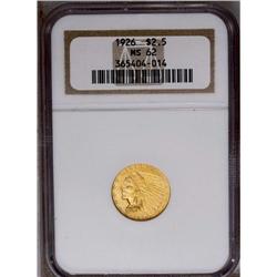 	1926 $2 1/2 MS62 NGC. A sharply struck and lustrous qu 1926
