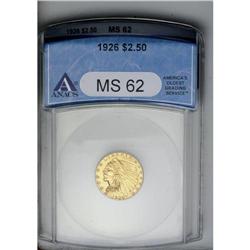 	1926 $2 1/2 MS62 ANACS. Sharply struck with frosty lig 1926