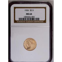 	1926 $2 1/2 MS64 NGC. A lovely coin for type purposes, 1926