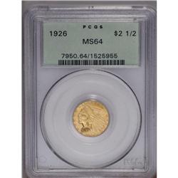 	1926 $2 1/2 MS64 PCGS. This luminous straw-gold re 1926