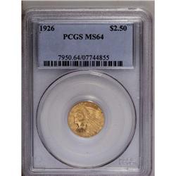 	1926 $2 1/2 MS64 PCGS. The obverse is virtually proble 1926
