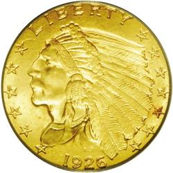 	1926 $2 1/2 MS65 PCGS. A sharply struck and highly lus 1926