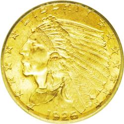 	1926 $2 1/2 MS65 ICG. An interesting mix of pink-gold, 1926