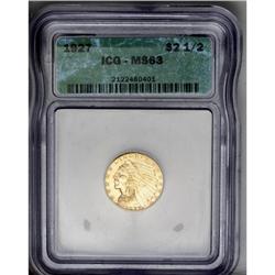 	1927 $2 1/2 MS63 ICG. The strike is well executed on t 1927