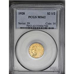 	1928 $2 1/2 MS62 PCGS. Lustrous and boldly struck, wit 1928