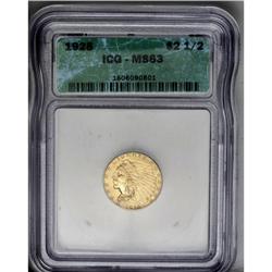 	1928 $2 1/2 MS63 ICG. The 1928 quarter eagle is not us 1928