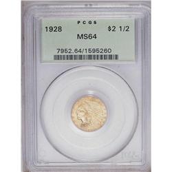 	1928 $2 1/2 MS64 PCGS. A lovely golden-brown near-Gem 1928