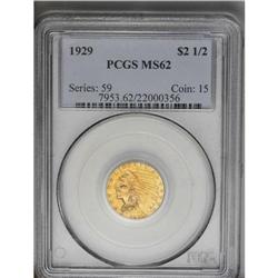 	1929 $2 1/2 MS62 PCGS. Vivid lime-green, copper-orange 1929