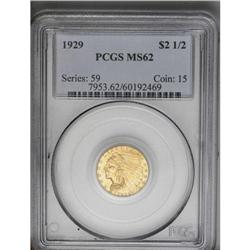 	1929 $2 1/2 MS62 PCGS. Rather deep champagne-gold toni 1929
